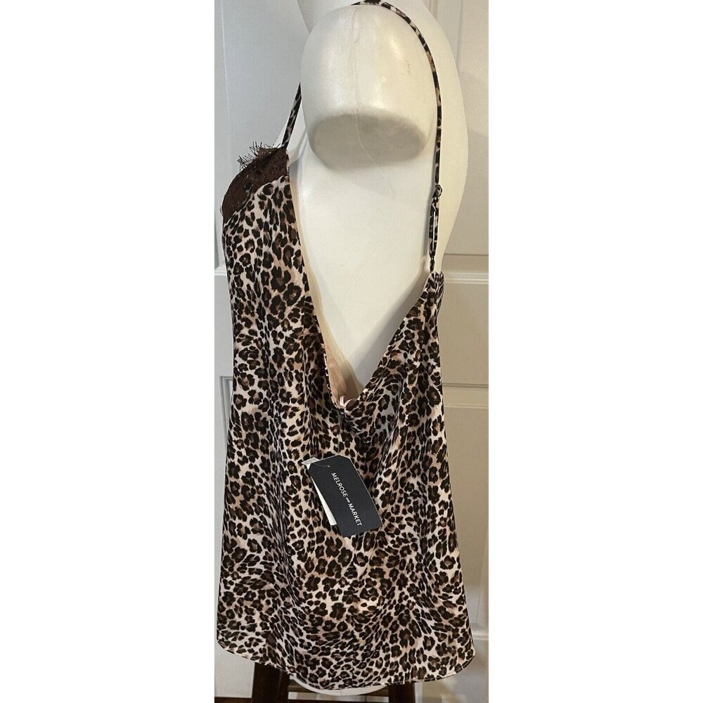 Melrose and Market Nordstrom Lace Trim Leopard Cami Top Beige Womens 2X New - Picture 5 of 9
